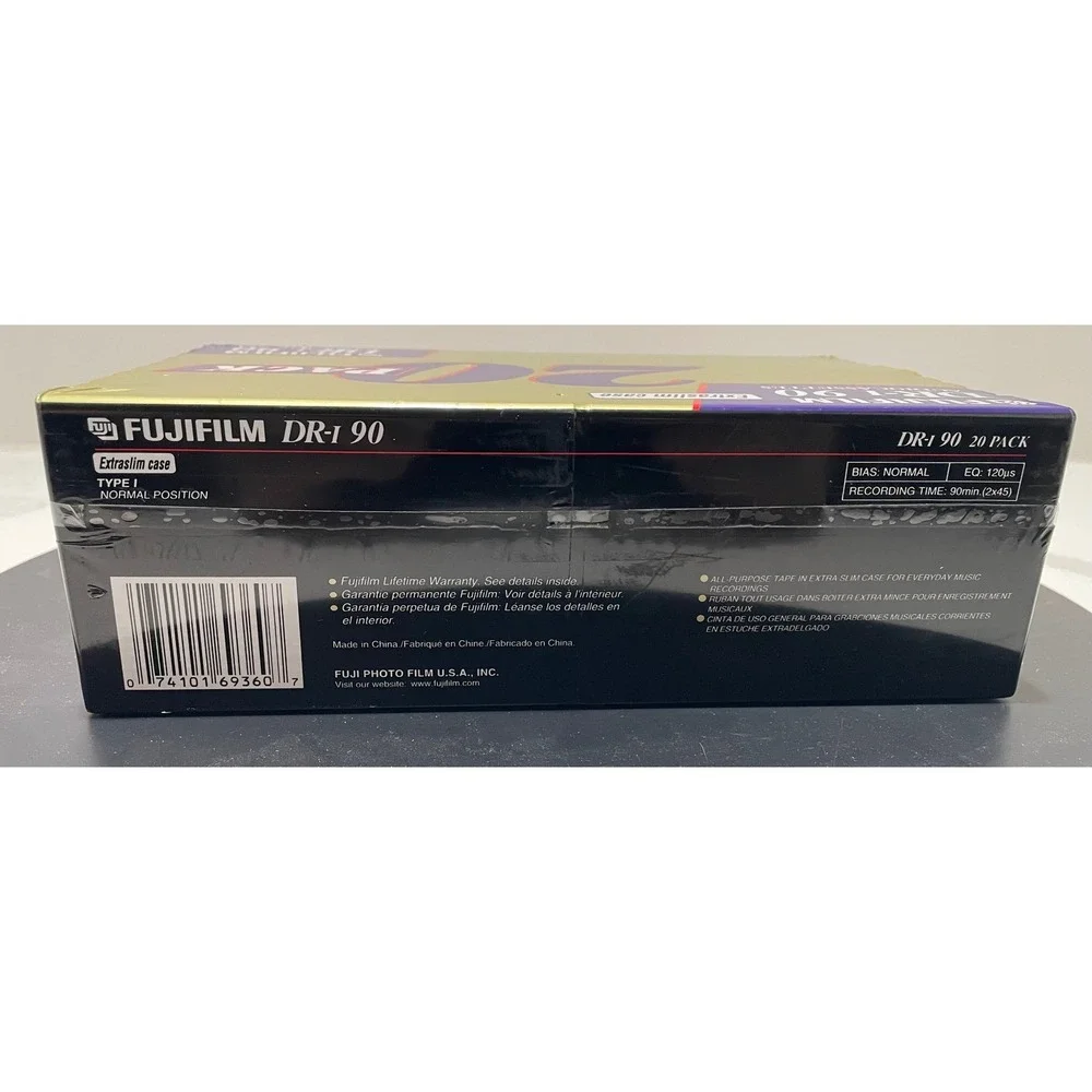 Fujifilm DR-I 90 Audio Cassette Tapes 20 Pack Type I Normal Bias Extraslim Case